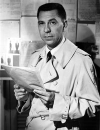 Jack Webb posed in coat photo print, available in multiple sizes.