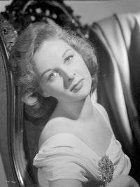 Susan Hayward photo print in an elegant dress with a brooch.