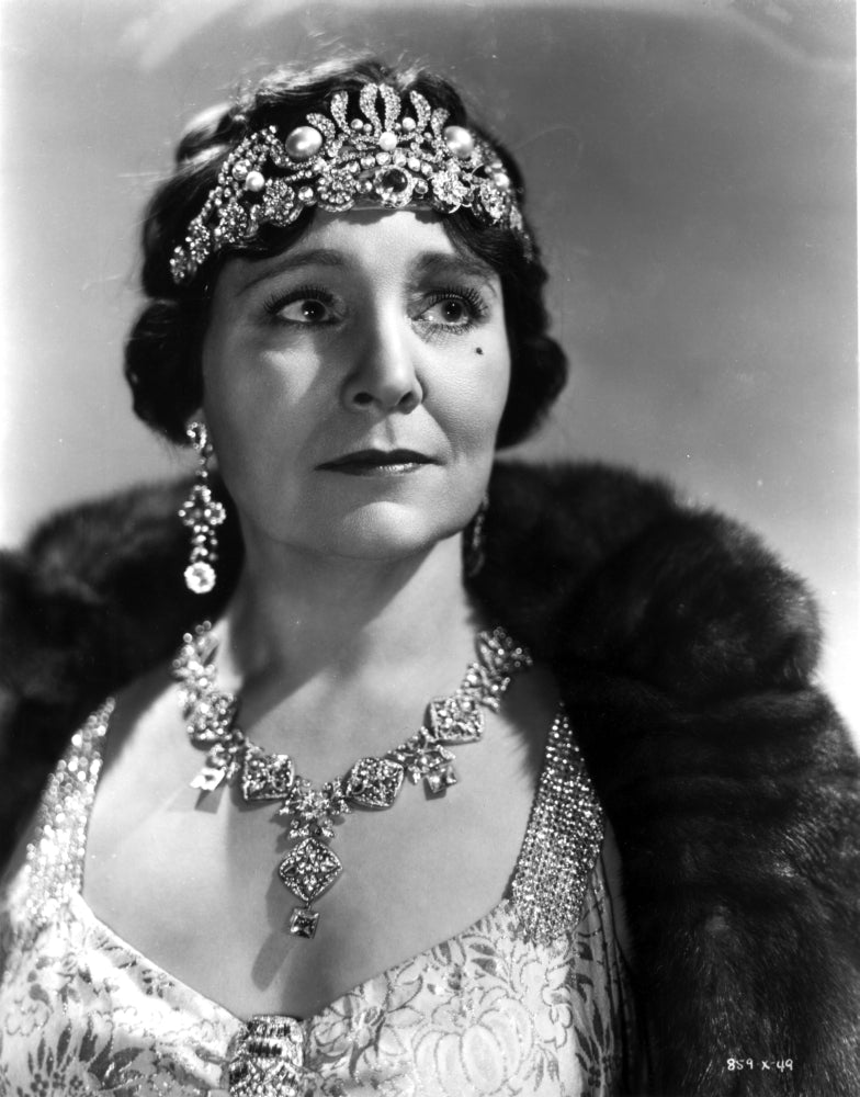 Margaret Dumont portrait photo print in furry jacket, classic cinema art