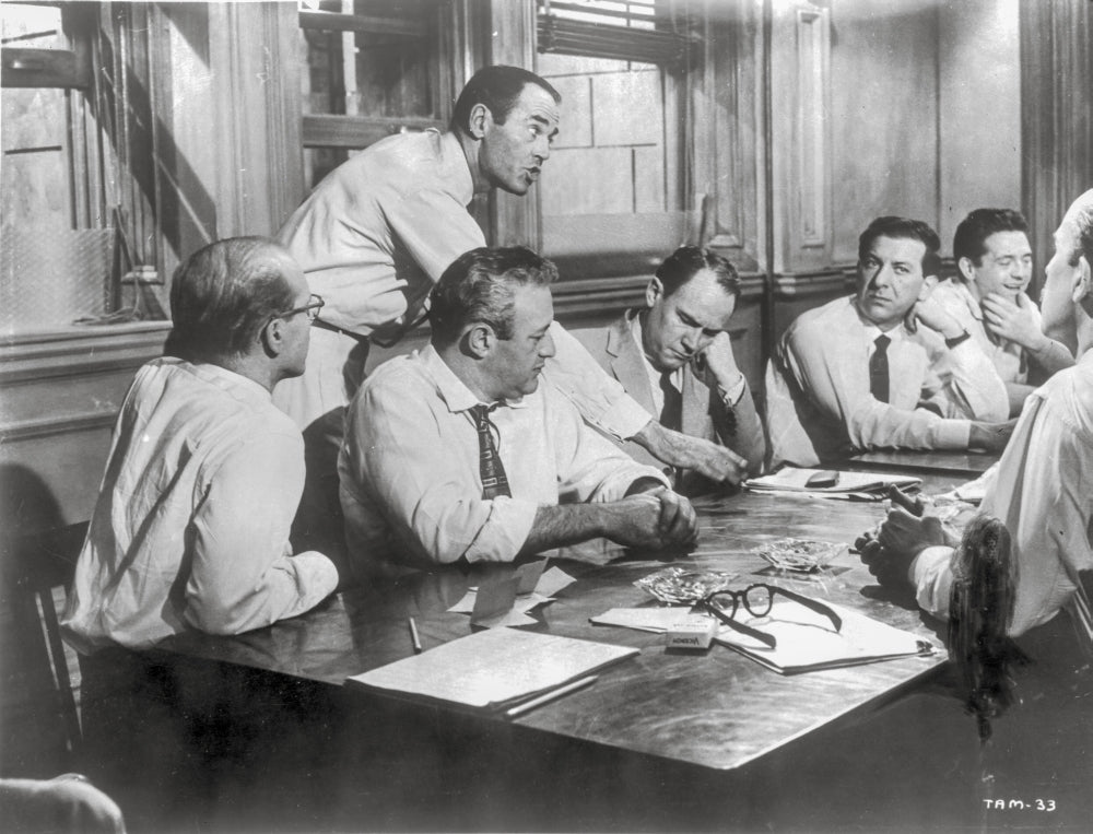 Twelve Angry Men Meeting Scene Photo Print showcasing courtroom drama.