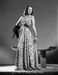 Rita Hayworth in a colorful gown photo print