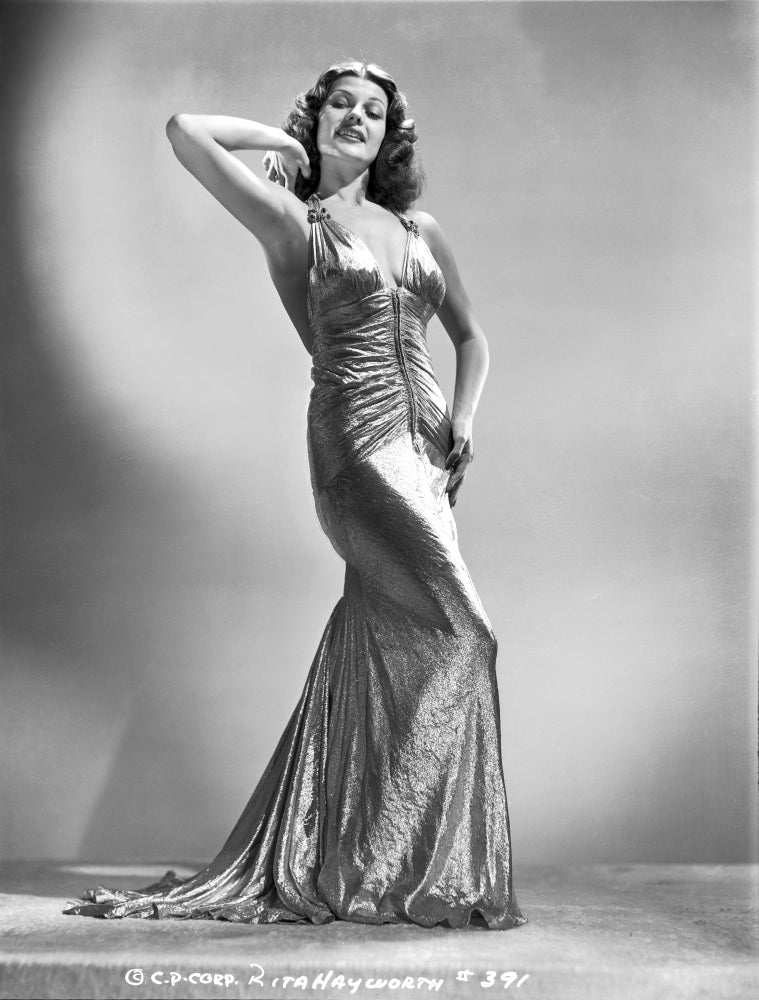 Rita Hayworth glamorous pose photo print in a beautiful gown.