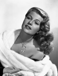Rita Hayworth posed elegantly in a fur scarf photo print