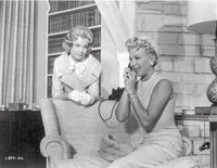 Imitation Of Life Lady in Pearl Necklace talking on phone with child photo print