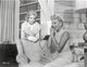 Imitation Of Life Lady in Pearl Necklace talking on phone with child photo print