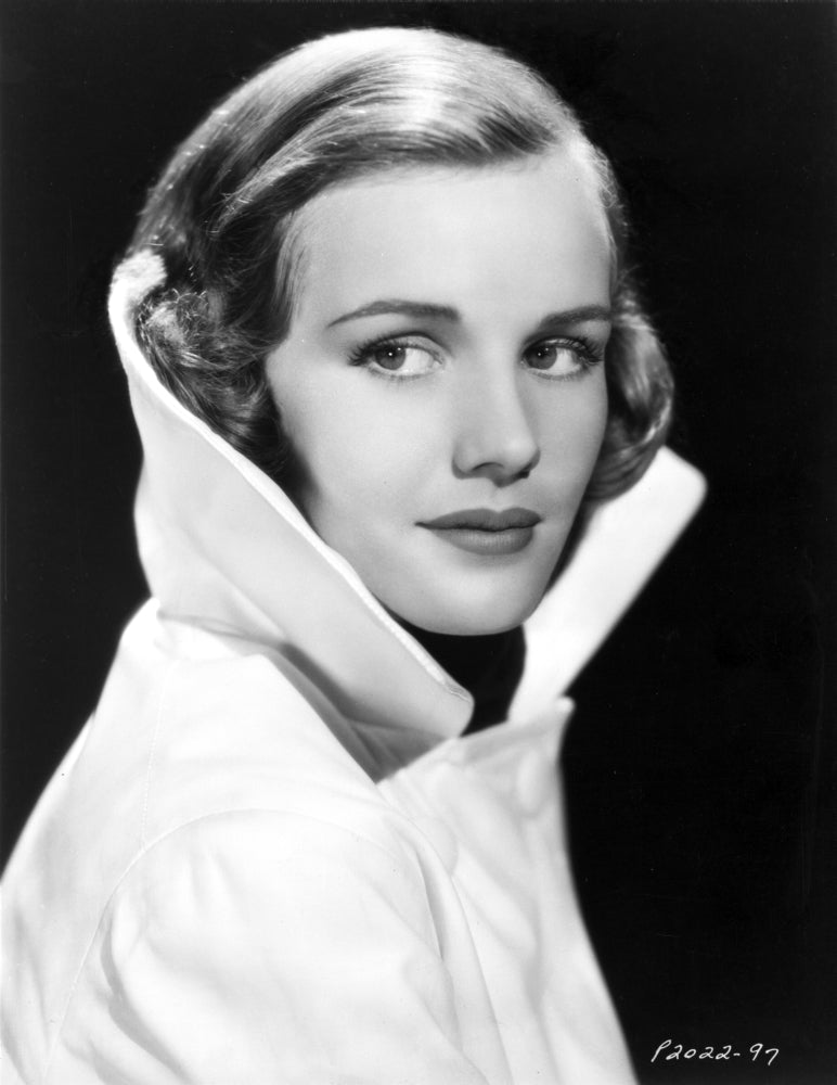 Frances Farmer in a coat with collars popped out photo print