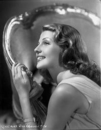Rita Hayworth black and white photo print showcasing classic Hollywood beauty.