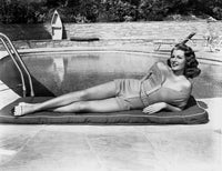 Rita Hayworth Lying by the Pool vintage photo print