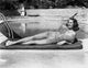 Rita Hayworth Lying by the Pool vintage photo print