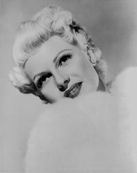Rita Hayworth posed in white fur, vintage Hollywood photo print