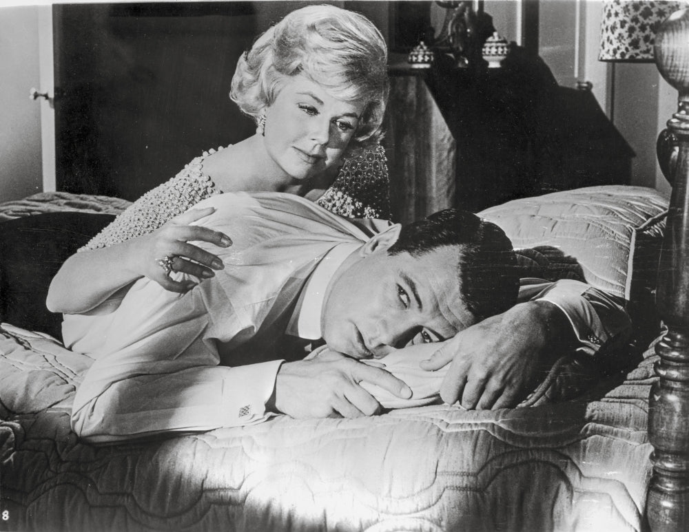 Pillow Talk Couple Scene Black and White Photo Print