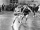 Blue Denim Basketball Scene Black and White Photo Print