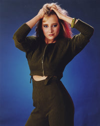 Portrait of Anne Heche in blue background photo print