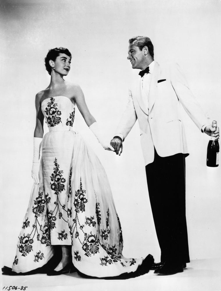 Audrey Hepburn iconic photo print in beautiful white gown