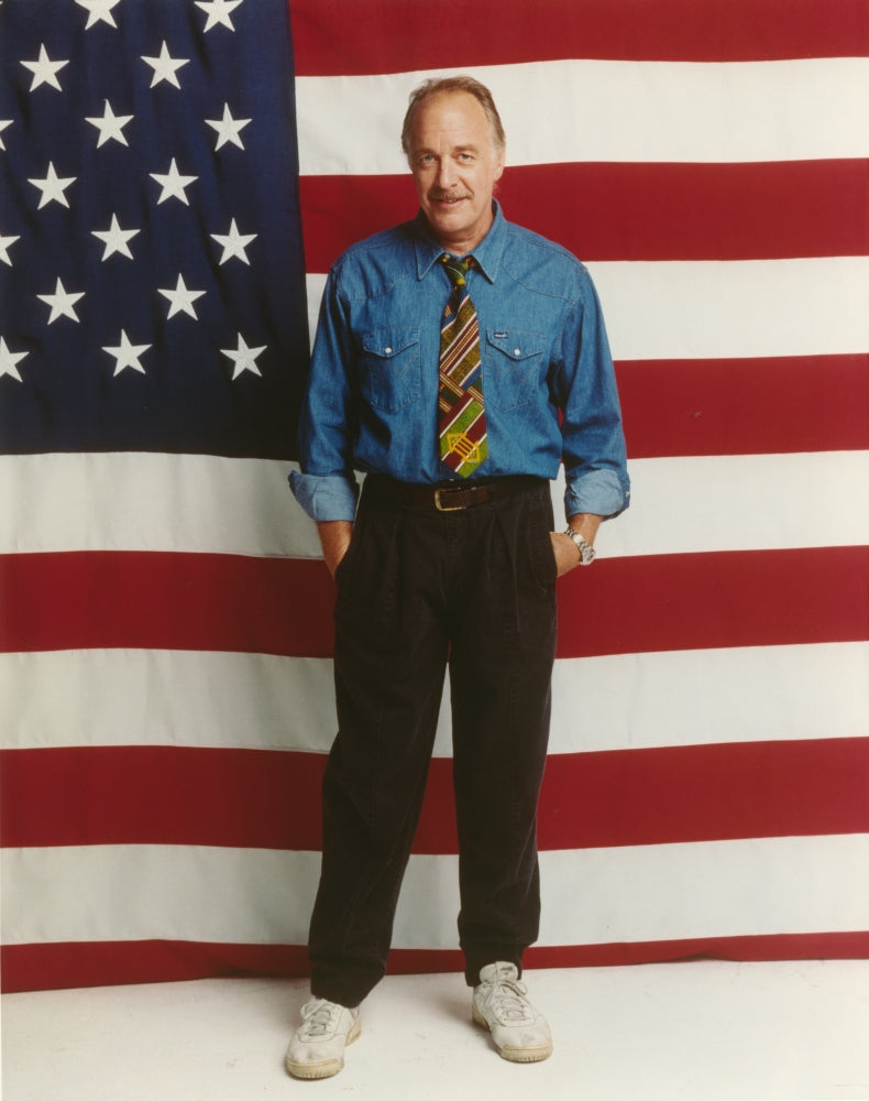 Howard Hesseman photo print featuring an American flag background