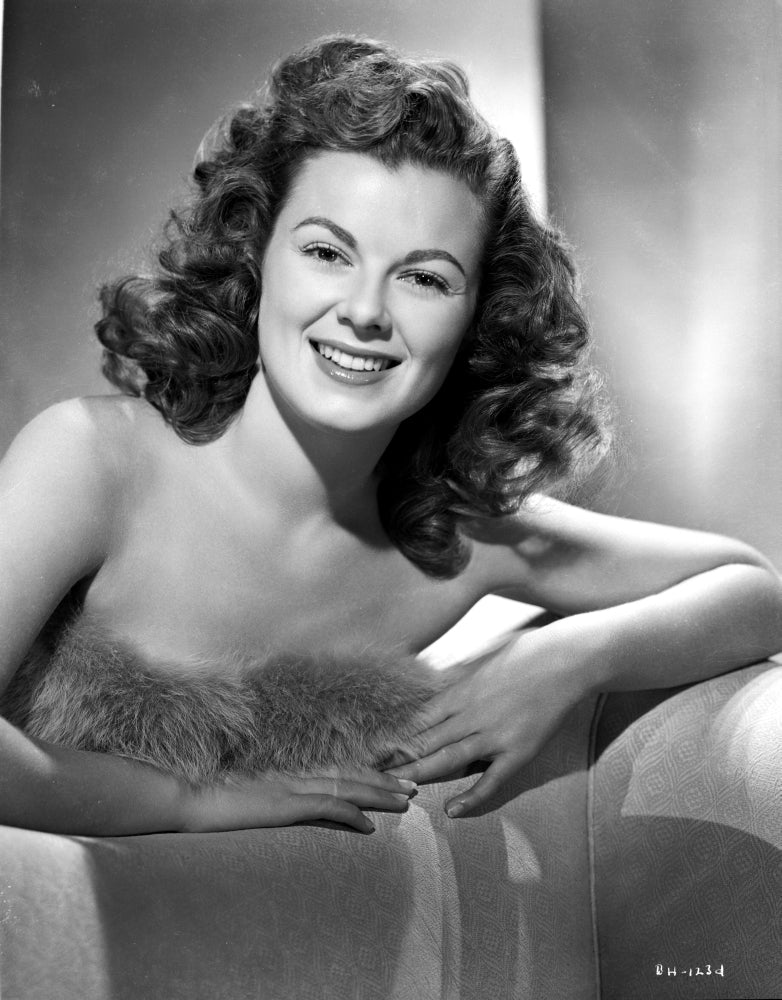 Barbara Hale sitting portrait photo print on furry tube