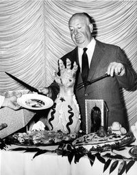 Alfred Hitchcock in a Black Suit and Tie Photo Print