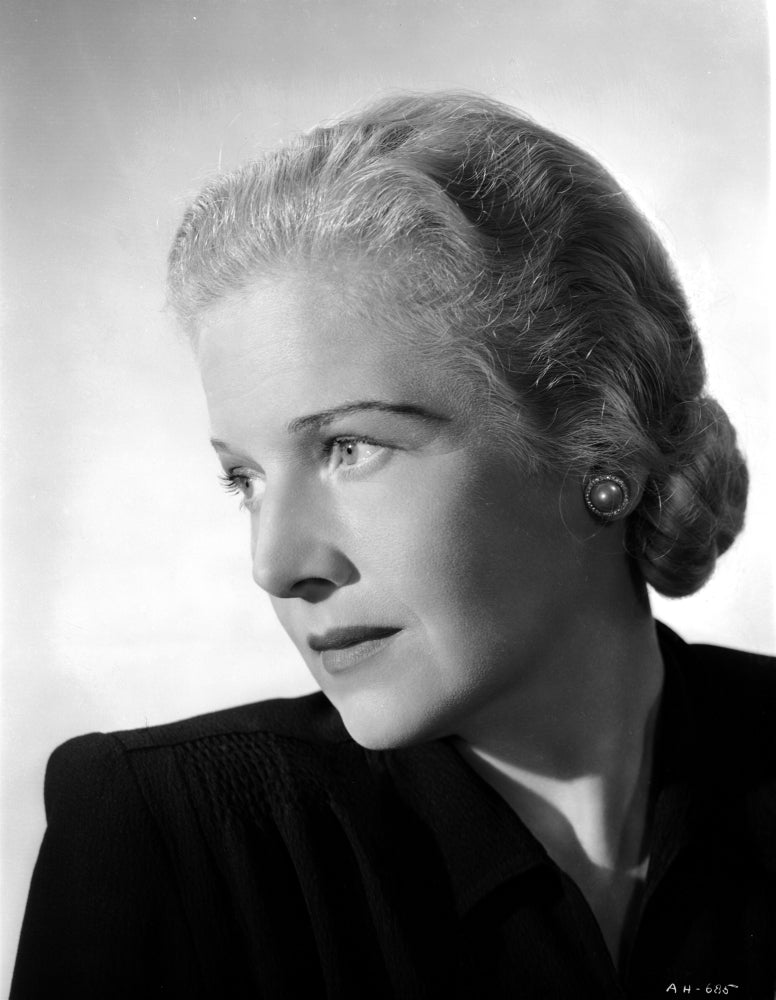 Ann Harding portrait photo print wearing a black blouse, looking sad.