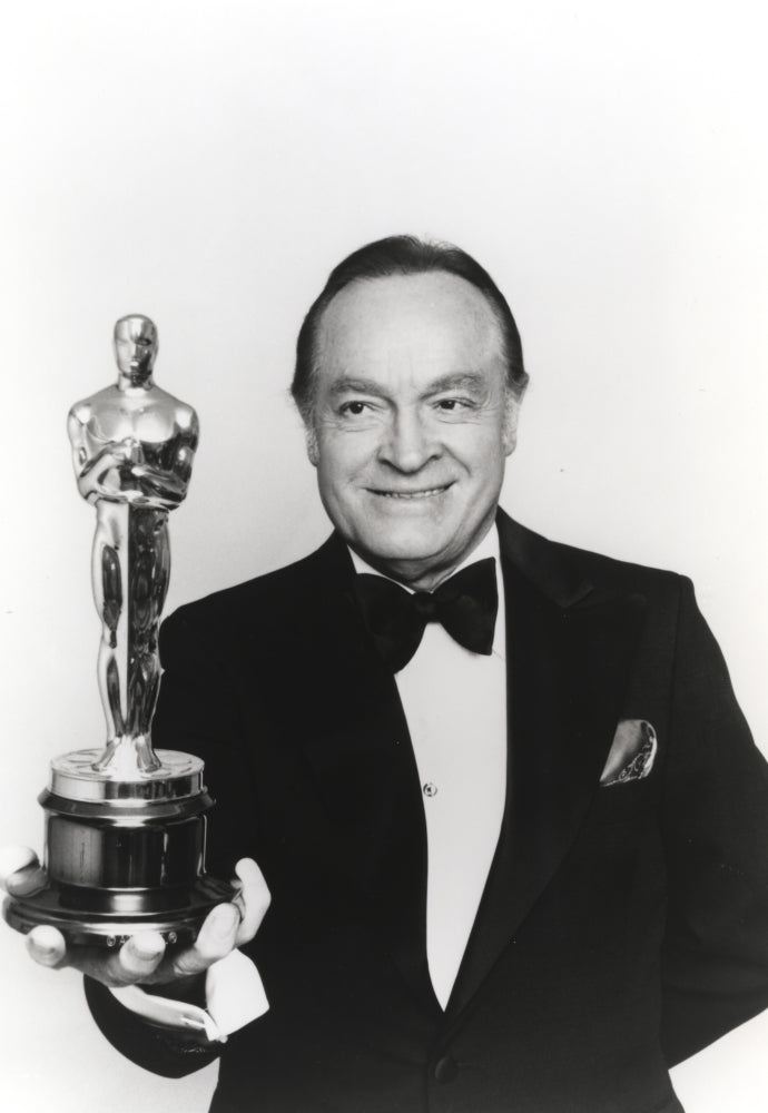 Black and white portrait photo print of Bob Hope, iconic actor.