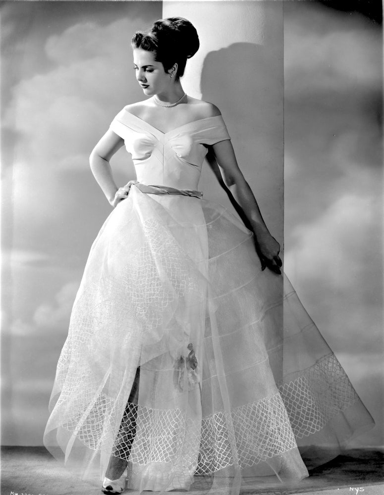 Martha Hyer posed in elegant gown photo print.