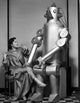 Lois January with Robot in Dress Photo Print featuring whimsical art.