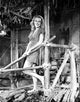 Brenda Joyce Looking Up and Posed in Dress Photo Print