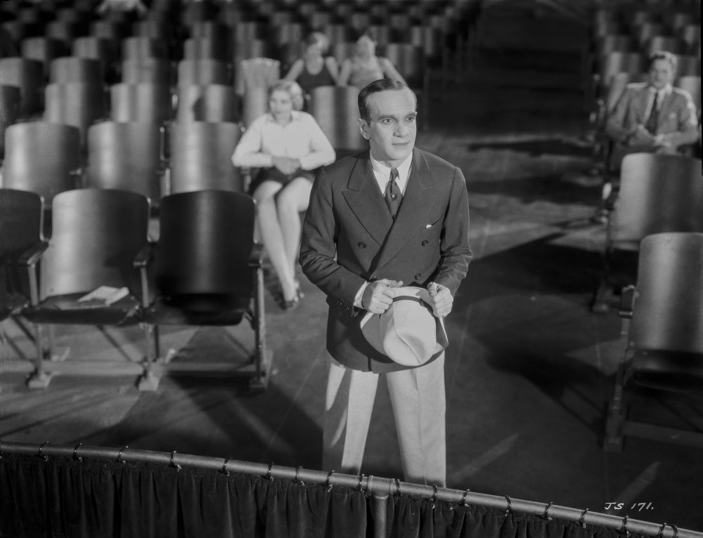 Al Jolson talking in front of the stage classic movie photo print.