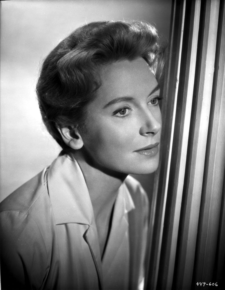 Deborah Kerr Looking Away in White Coat Photo Print