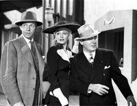 Carole Landis vintage photo print featuring two men and a hat