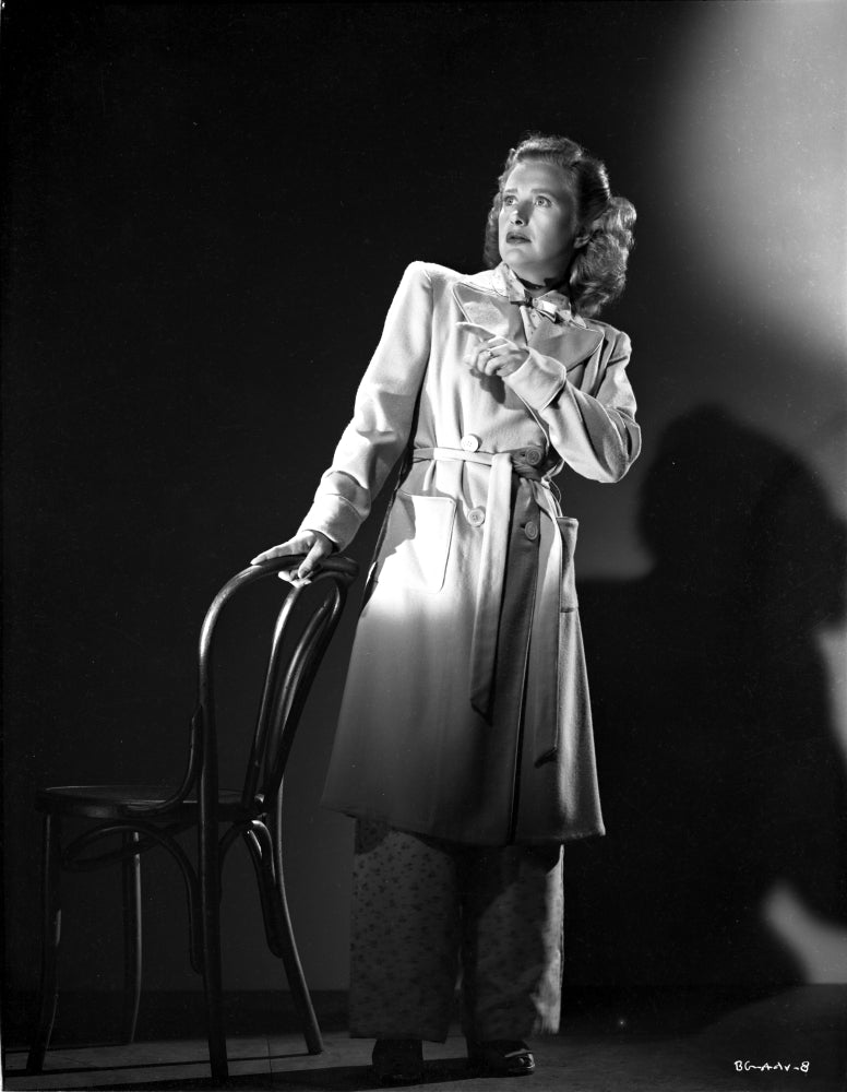 Priscilla Lane Looking Up Pose in White Silk Dress Photo Print