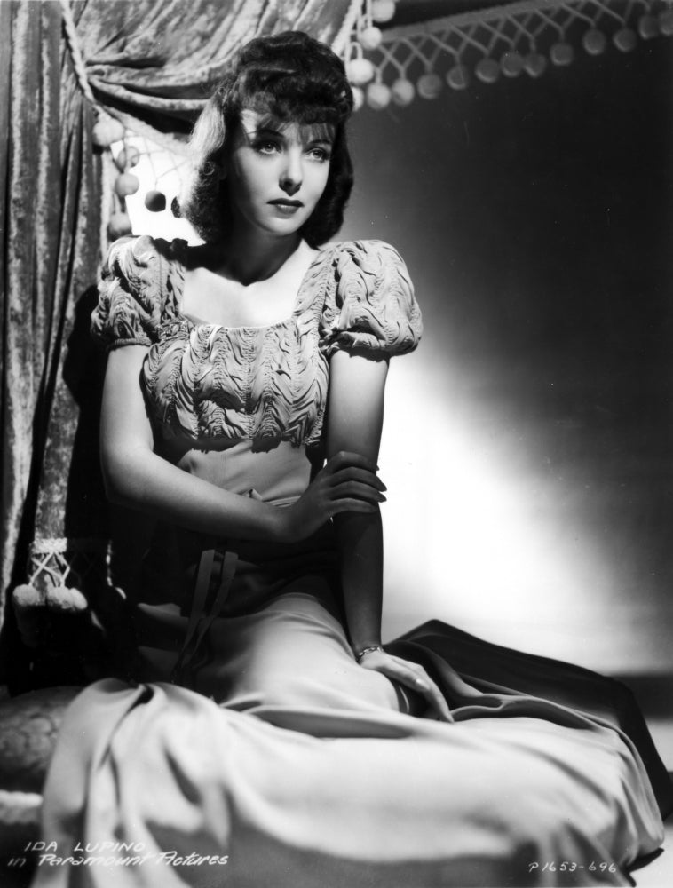 Ida Lupino puff sleeve portrait photo print, classic Hollywood elegance.
