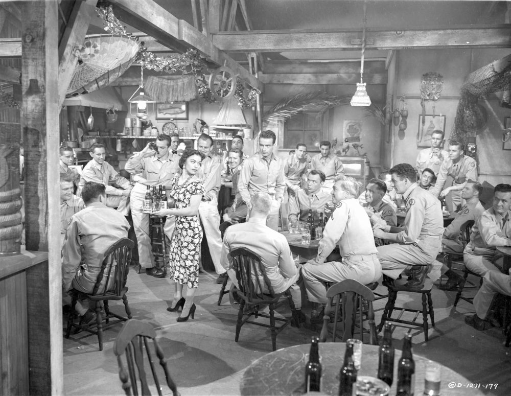 Photo print of crowd gathered in bar from the movie From Here To Eternity.