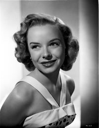 Diana Lynn wearing a dotted white dress photo print
