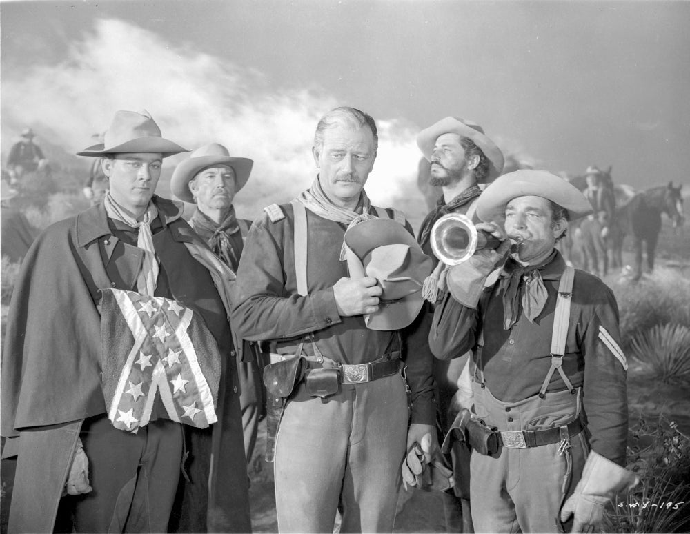 She Wore A Yellow Ribbon movie scene photo print showing men in formation.