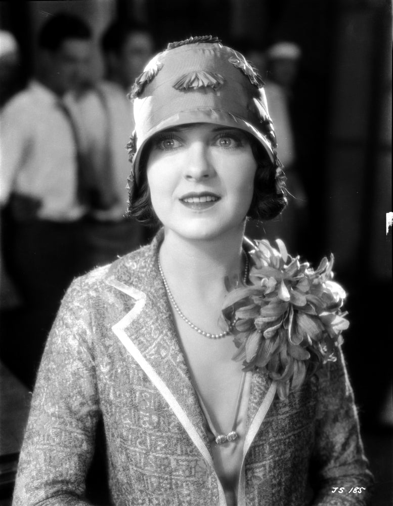 May McAvoy Photo Print featuring her on a printed blazer, stylish vintage art.