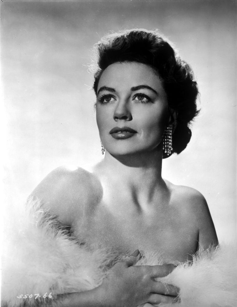 Dorothy Malone posed photo print in a furry off-shoulder top