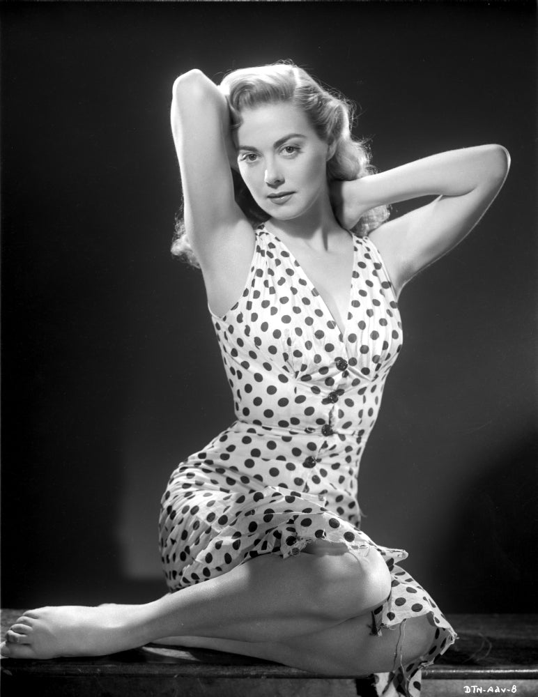 Adele Mara elegantly posed in a polka dotted skirt - Photo Print