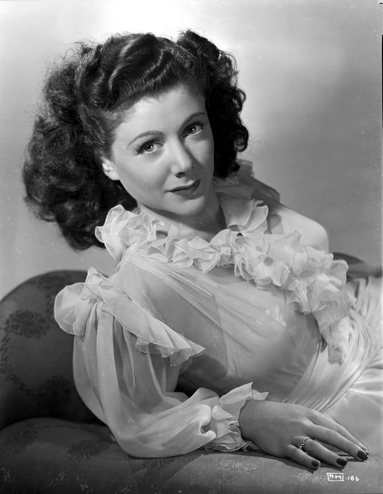 Nancy Marlow in a ruffled lace dress photo print