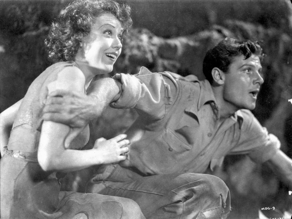 Most Dangerous Game photo print featuring two couples hiding in a cave.