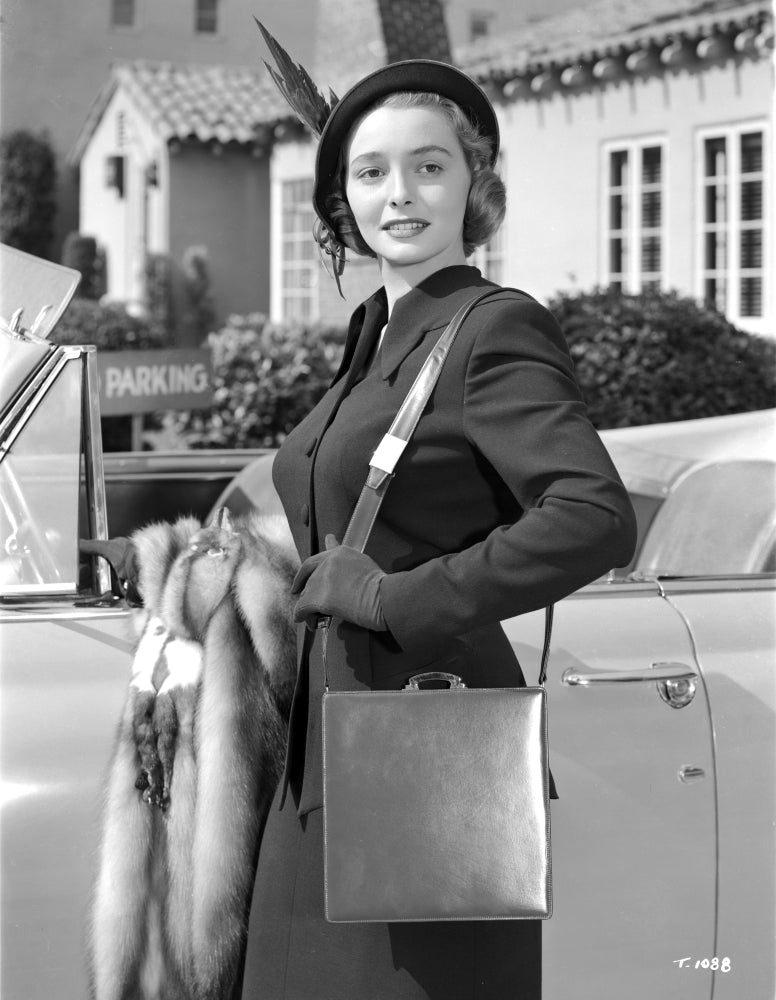 Patricia Neal smiling photo print in long sleeve shirt.
