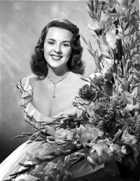 Mala Powers smiling in white gown portrait photo print.