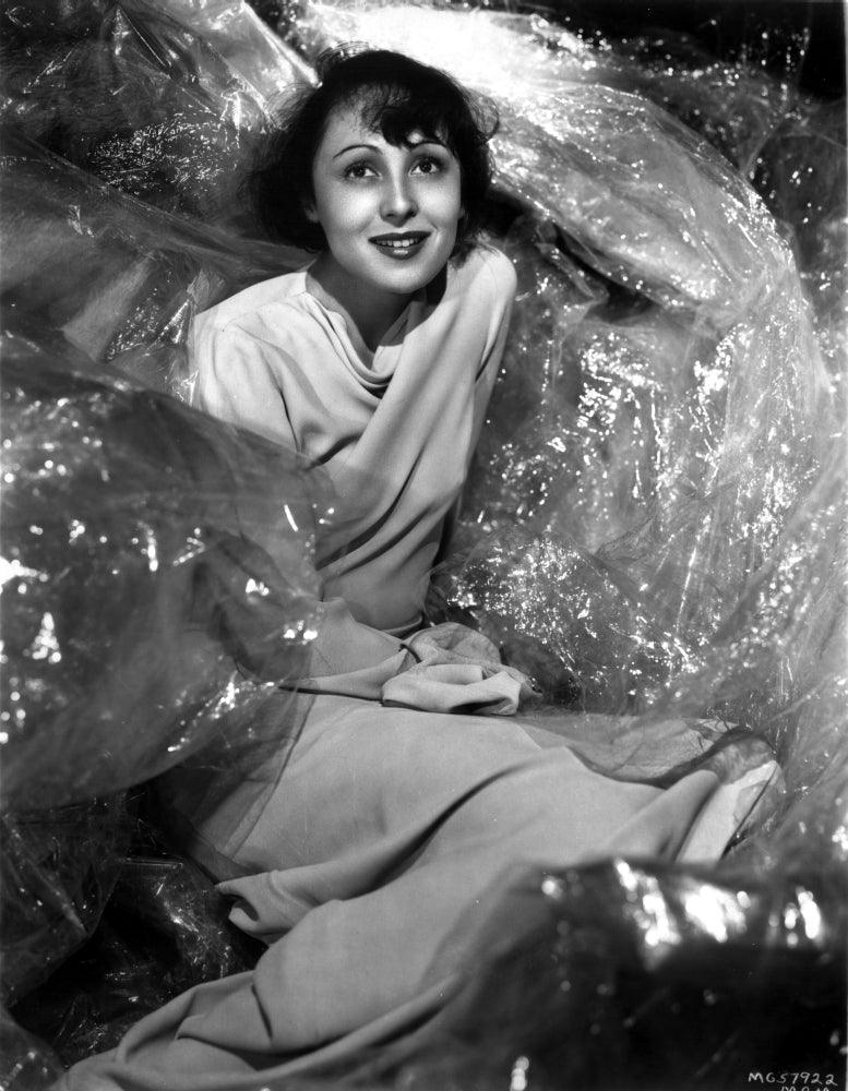 Luise Rainer on a dress photo print showcasing classic Hollywood elegance.