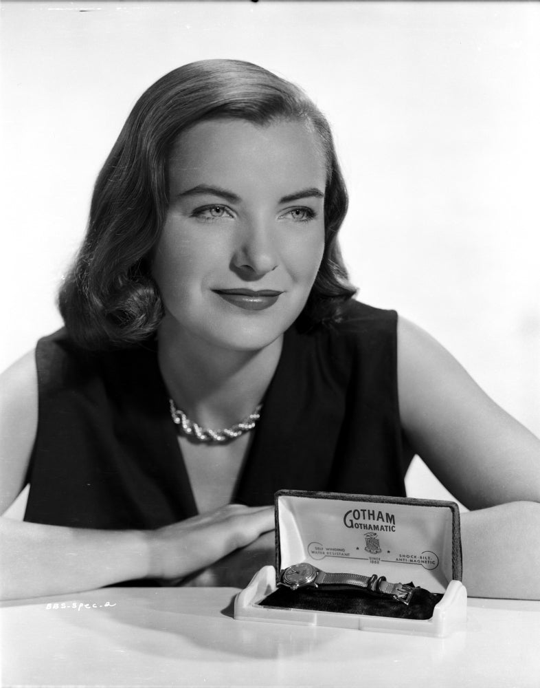 Ella Raines Leaning and Smiling Photo Print showcasing classic Hollywood charm.