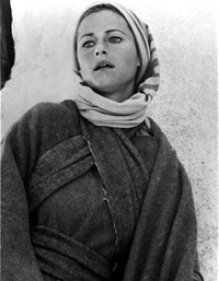 Portrait of Charlotte Rampling wearing a headscarf photo print