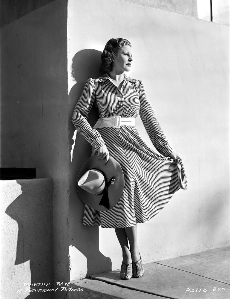 Martha Raye portrait photo print in a dress and leaning pose.