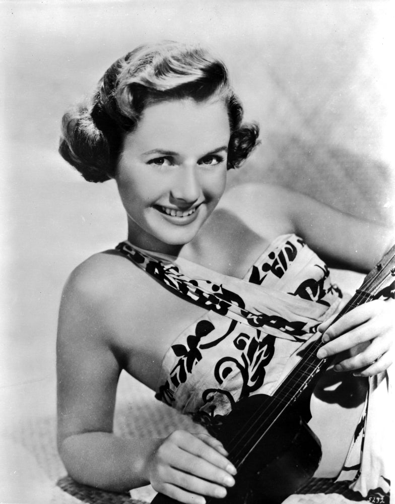 Debbie Reynolds Portrait with Ukulele Photo Print