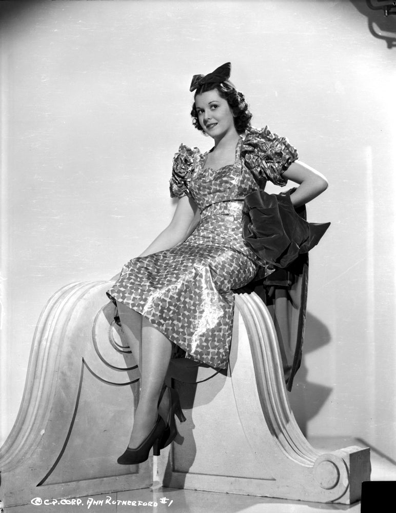 Ann Rutherford Seated Classic Photo Print showcasing vintage Hollywood elegance.