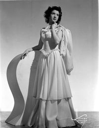 Peggy Ryan wearing an elegant white gown photo print