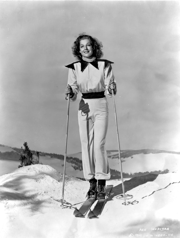 Ann Sheridan Skiing Outfit Photo Print showcasing vintage Hollywood style.