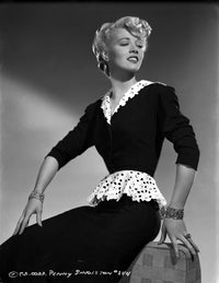 Penny Singleton seated in a black lace dress portrait photo print